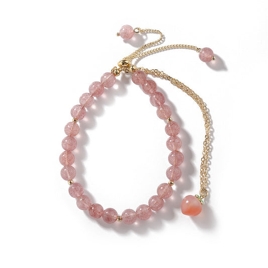 Strawberry Crystal Double-Layer Bracelet with Sterling Silver Needle