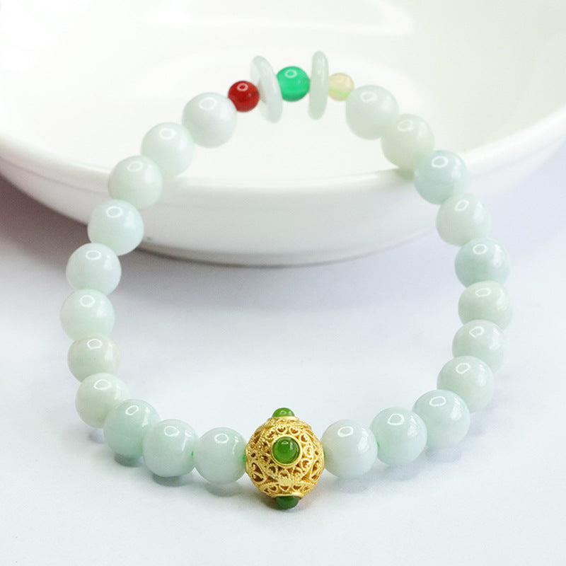 Jadeite Prosperity-Charm Beaded Bracelet