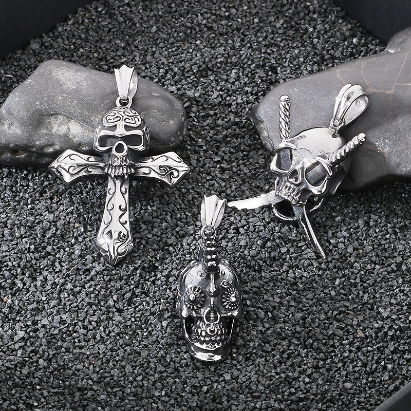 Pirates Of The Caribbean Film And Television, Punk Style Gothic Skull Titanium Steel Necklace