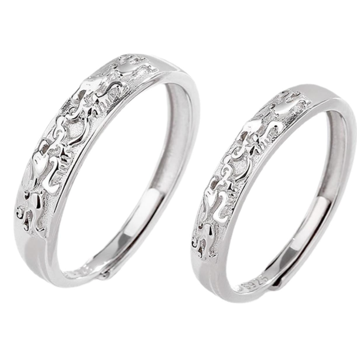 925 Sterling Silver Pixiu Couple Ring for Men and Women