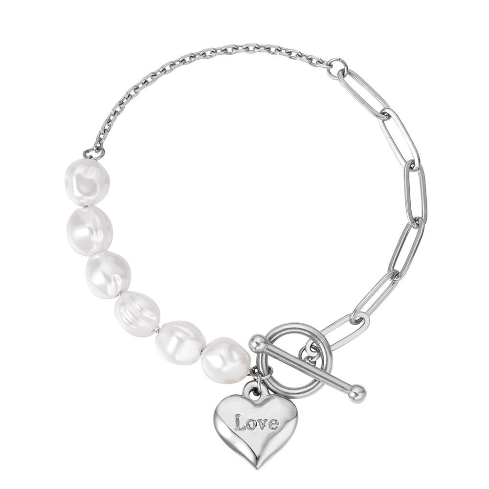 Planderful Pearl Heart Bracelet For Women And Men Minimalist Chic Protection Statement Jewelry