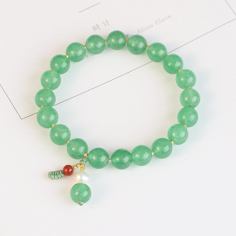 Fortune's Favor Chrysoprase Crystal Beaded Bracelet - Sterling Silver