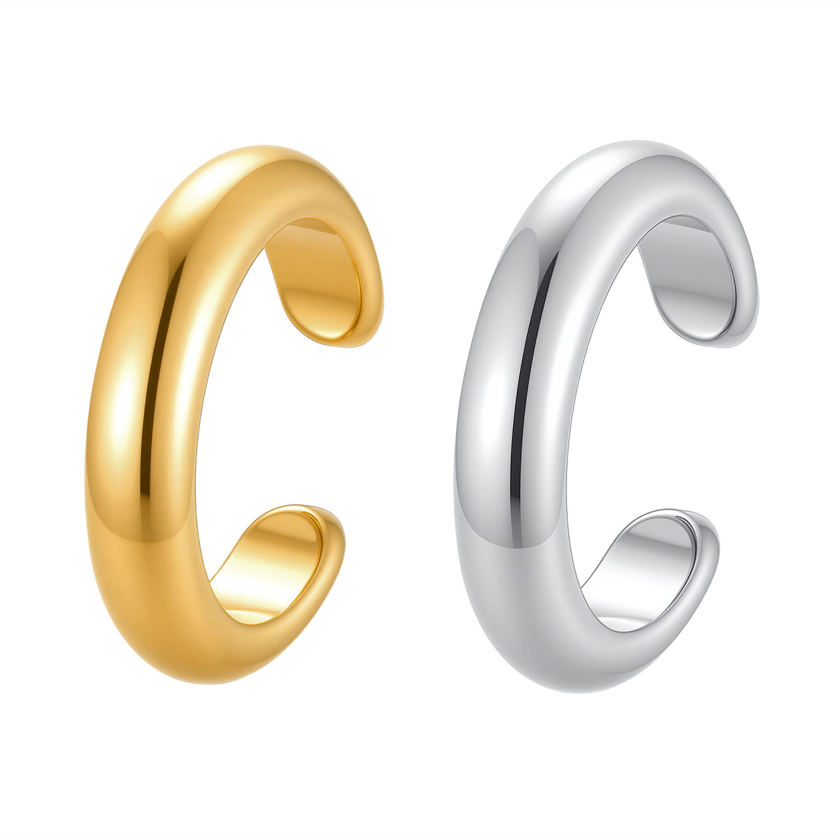 Sculptural Stainless Steel Ear Cuffs — 4 Styles