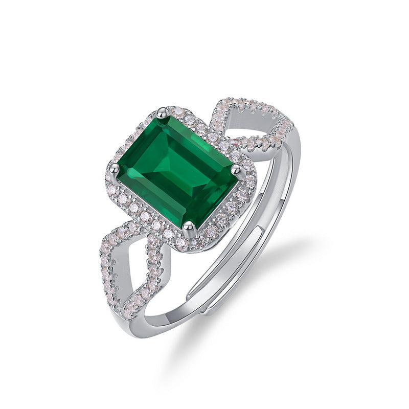 Planderful Classic Lab-Grown Emerald Sterling Silver Ring – 6 × 8 mm, 1.2 ct