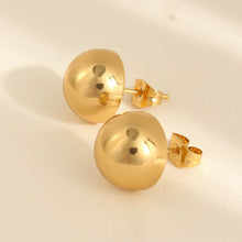 Planderful Hemisphere Stainless Steel Earrings For Women Glossy Statement Jewelry With Personalization Options