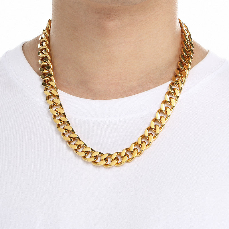 Planderful Titanium Dragon Beard Cuban Chain Necklace Men