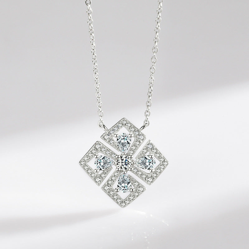 Everyday Genie Sterling Silver Zircon Flower Necklace