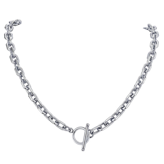 Unisex Hip Hop Stainless Steel Toggle Clasp Batch Corner Chain Necklace