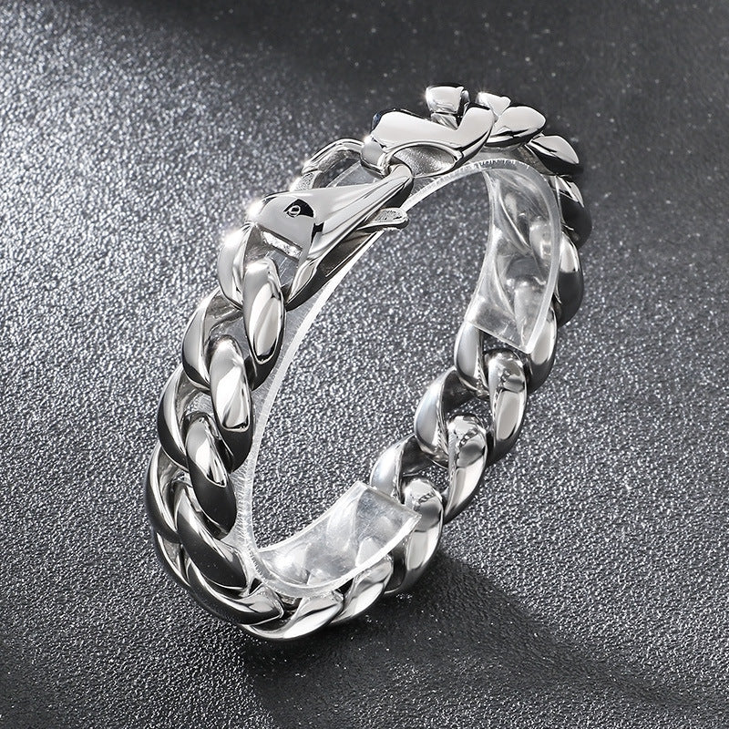 Planderful 18mm Cuban Chain Stainless Steel Mens Bracelet