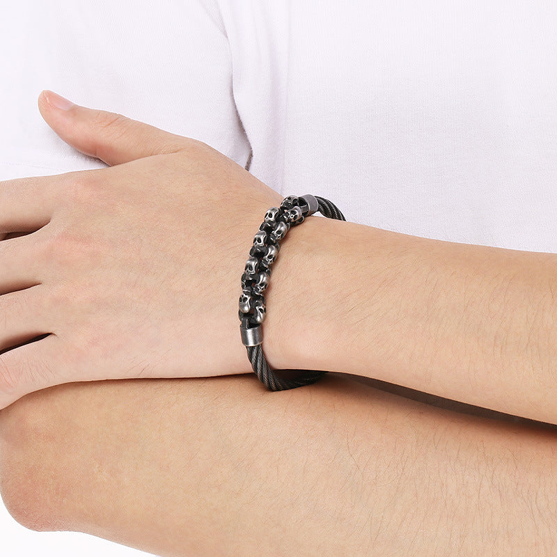 Titanium Steel Skull – Weiya Wire Steel Wire Layered Ghost Head Men's Bracelet