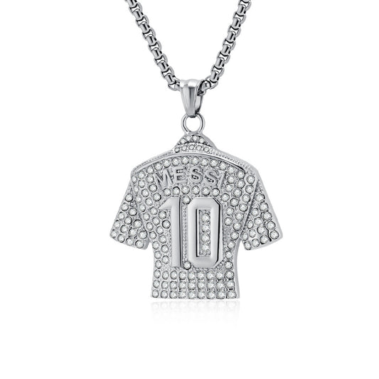 Planderful Shop World Cup Jersey Pendant Premium No7 No10 18K Gold Plated Titanium Steel Full Zircon For Men