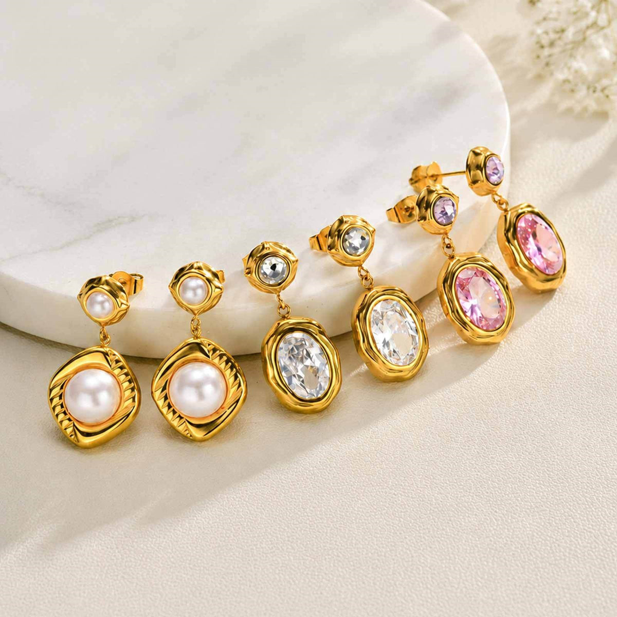 Faceted Zircon Jewelry Collection — Earrings or Necklace