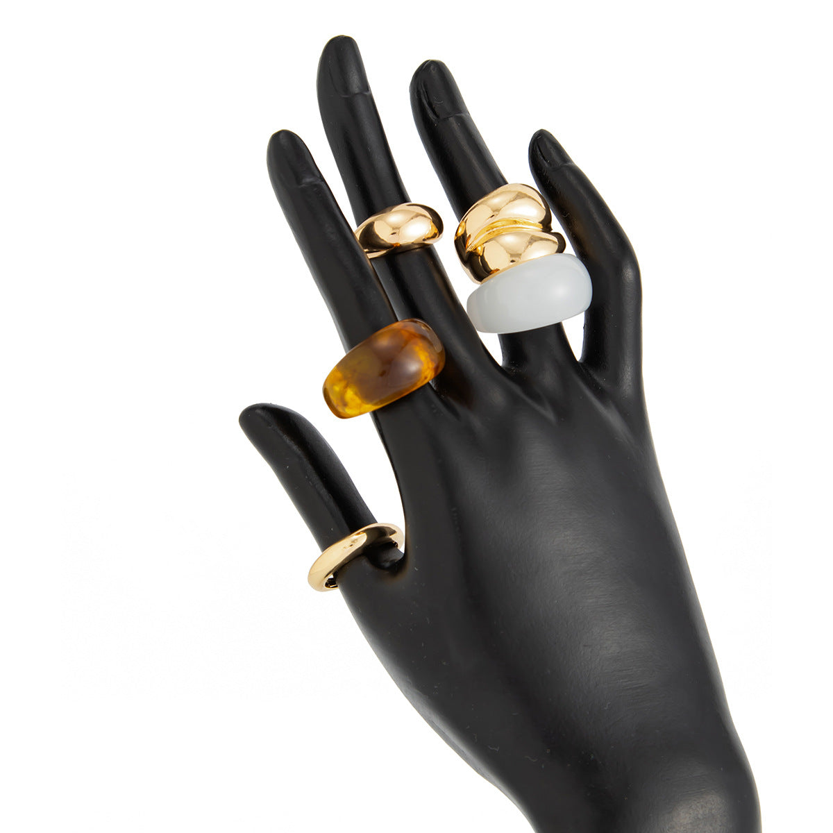 Planderful Geometric Landscape Ring Set With Resin Inlay Vienna Verve Collection Statement Jewelry For Women