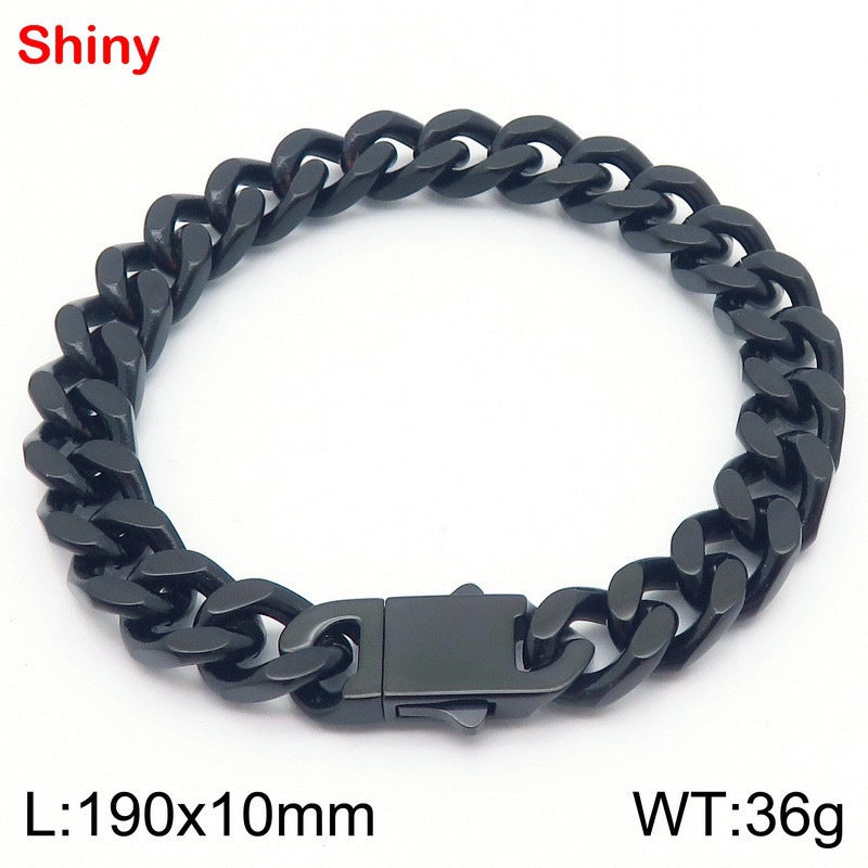 Titanium Steel Cuban Chain Men's Bracelet Polished Four-Sided Grinding Hand Available