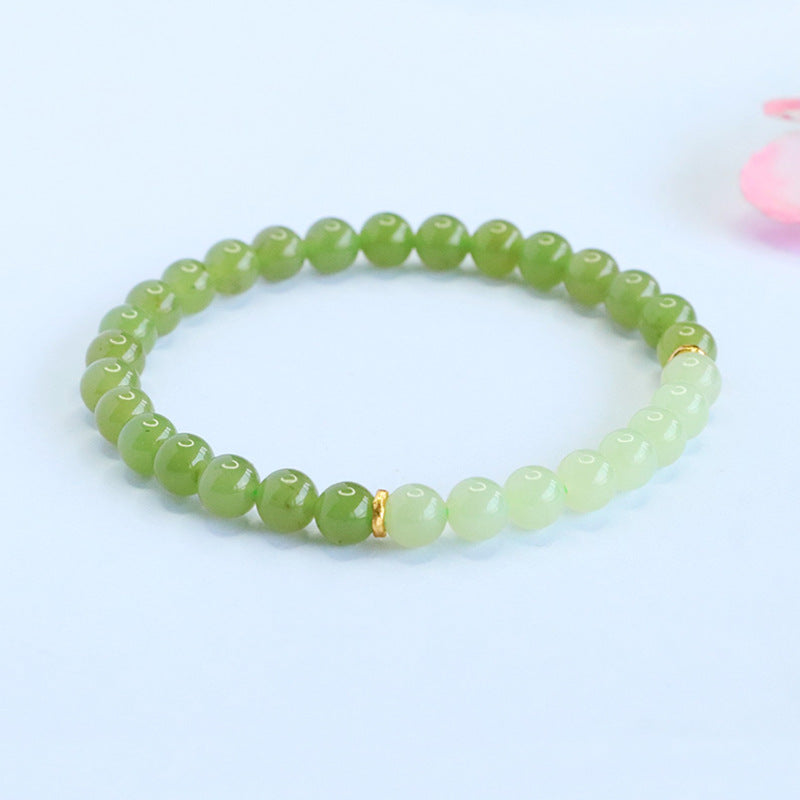 Gradient Hetian Jade Bead Bracelet