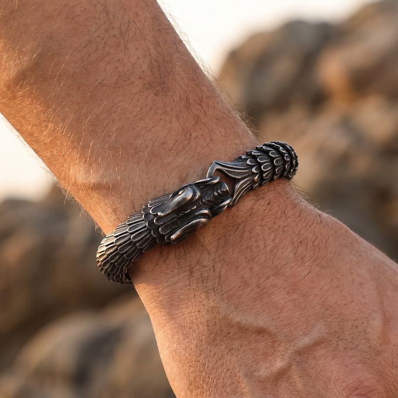Zodiac Dragon Bracelet – Dragon Scale Pattern Men's Bracelet Stainless Steel Keel