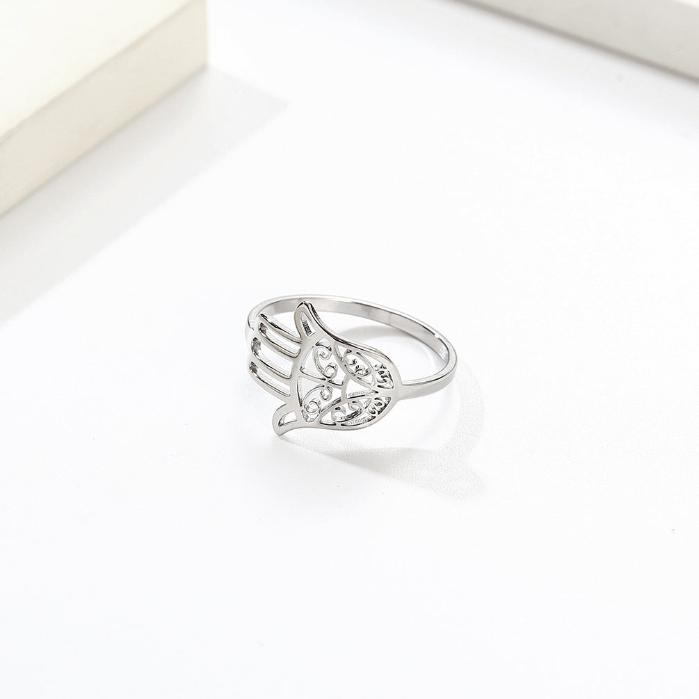 Amazon Source Fatima's Hand Titanium Steel Ring Jewelry