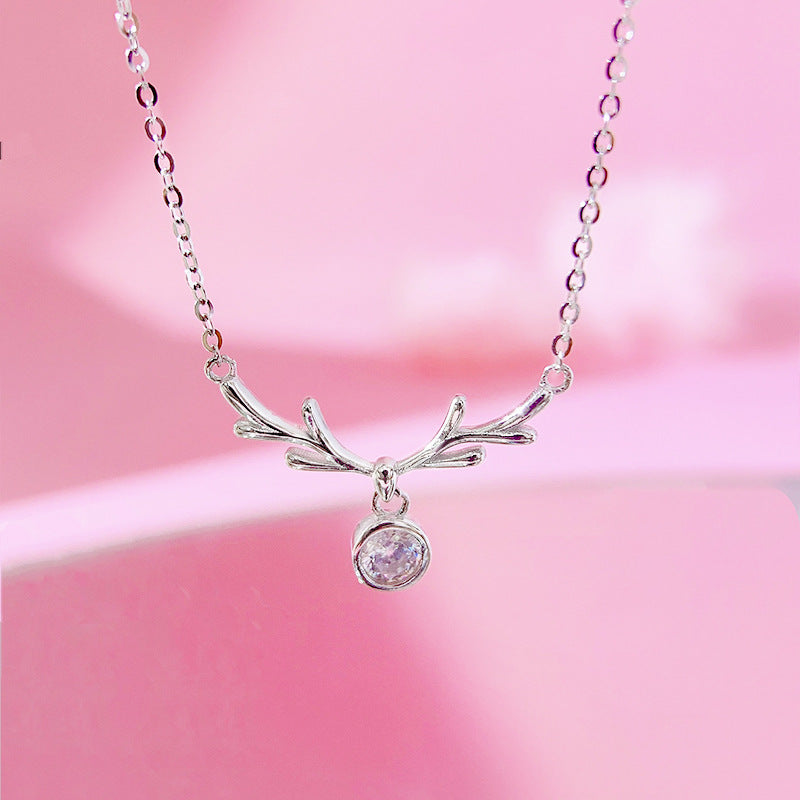 Christmas New Yilu Necklace S925 Silver Antler Collarbone Chain