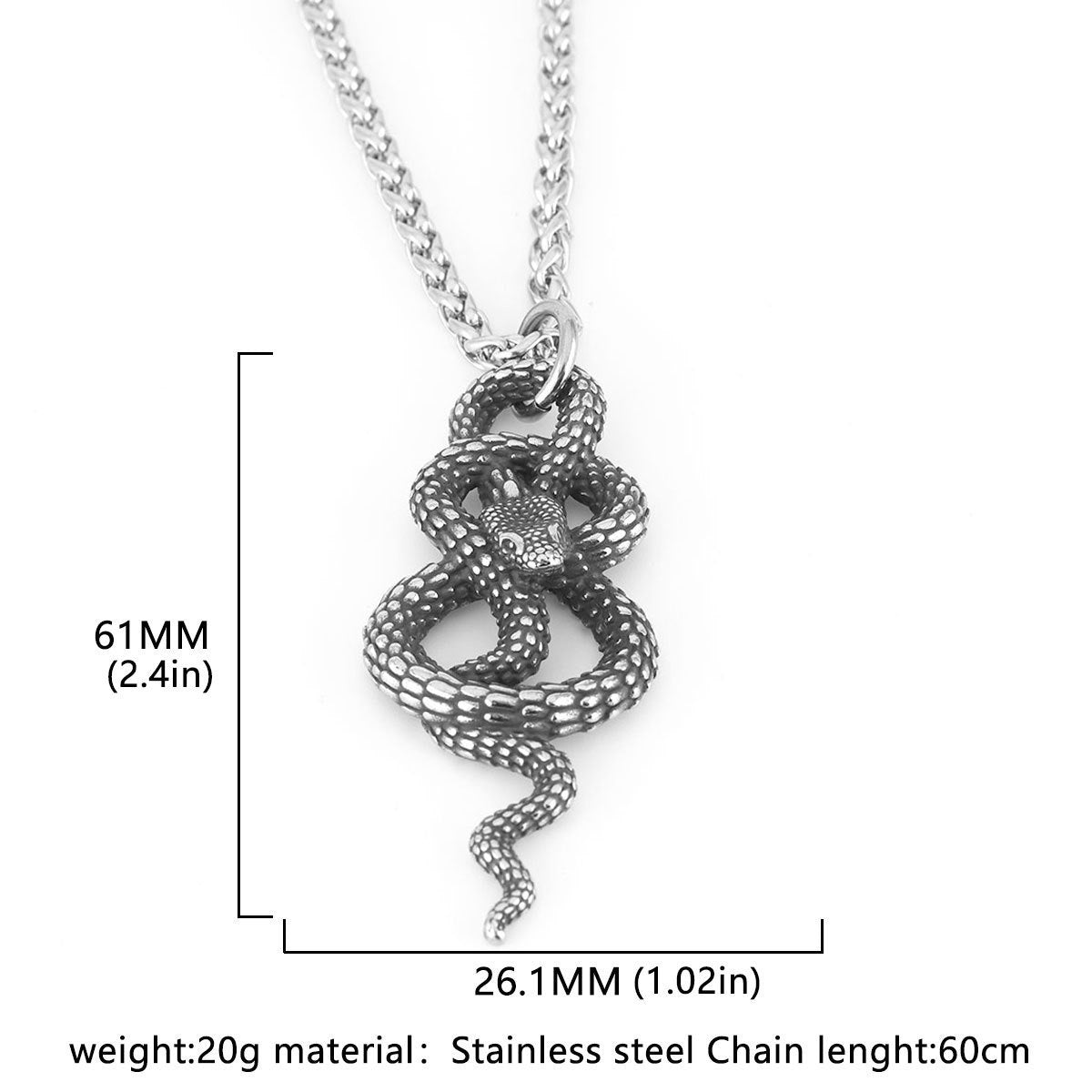 1. Planderful Titanium Steel Necklace With Dragon And Snake Pendant Unisex Hip Hop Style