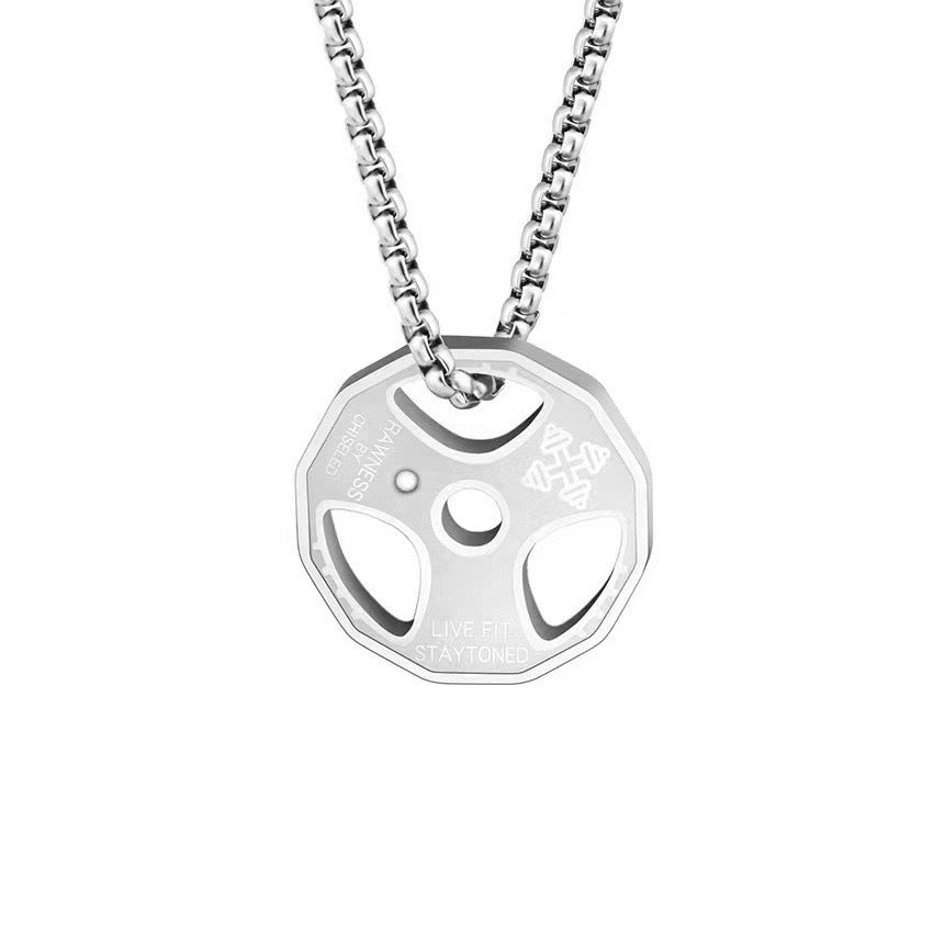 Planderful Dumbbell Pendant Necklace For Men Durable Titanium Steel Fitness Jewelry Gift