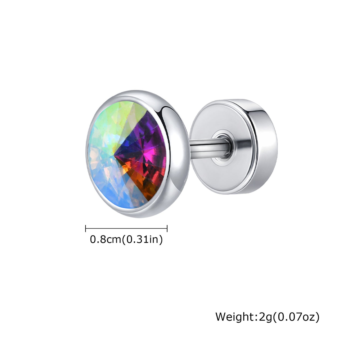 Planderful Stainless Steel White Zircon Stud Earrings Men