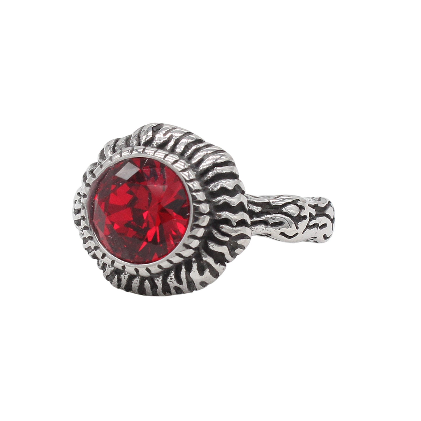 Planderful Everyday Genie – European and American Personalized Retro Sun Gemstone Men's Titanium Steel Ring