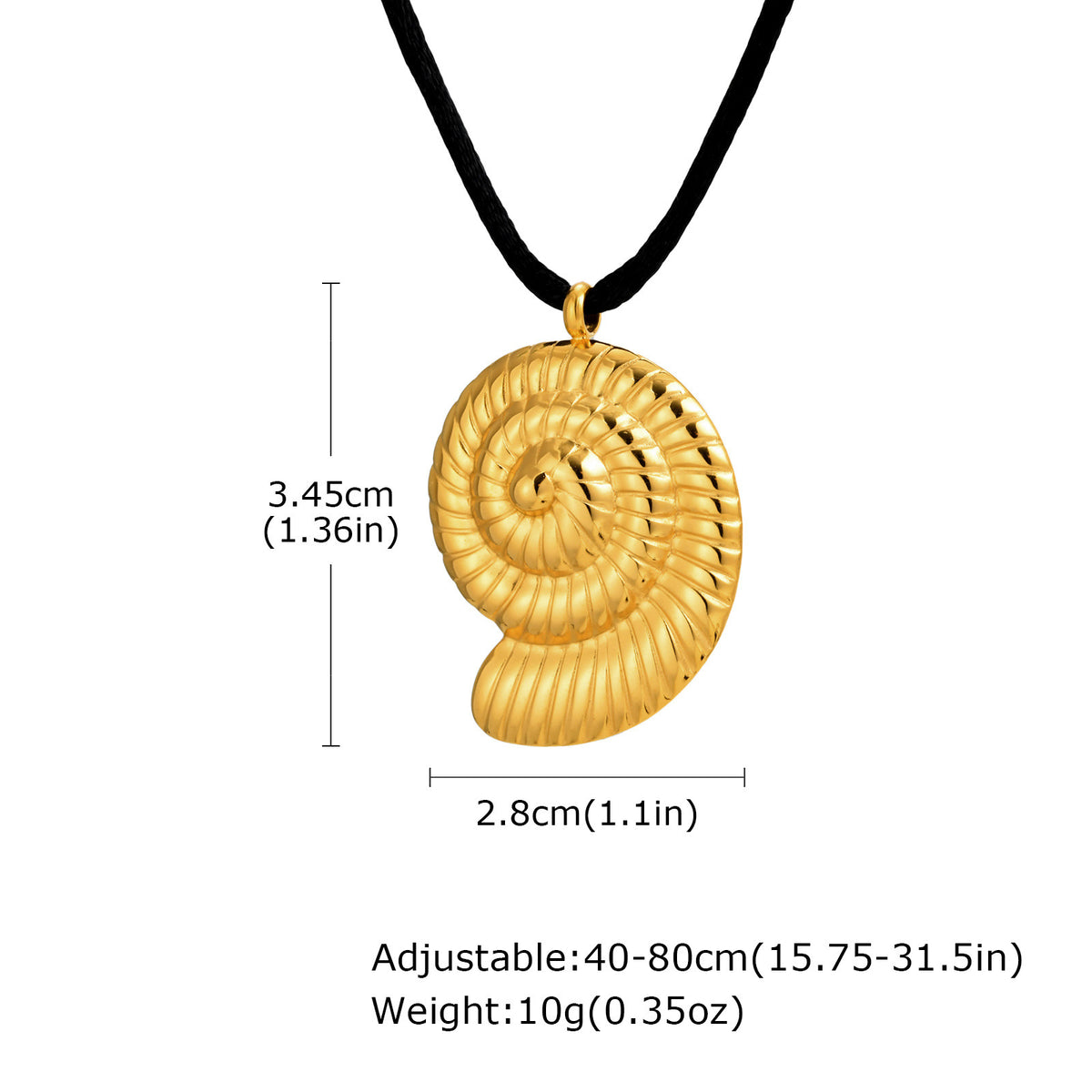 Titanium Steel – Stainless Steel Geometric Oval Pentagram Conch Leaf Pendant Necklace Gold