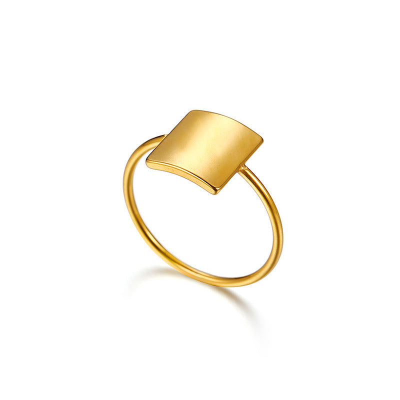 10MM Stainless Steel Simple Geometric Curved Plate Ring