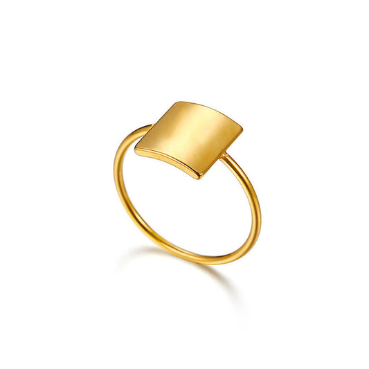 10MM Stainless Steel Simple Geometric Curved Plate Ring