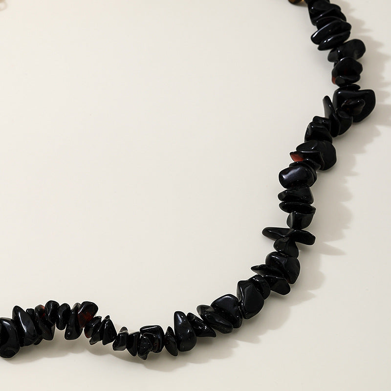 Planderful Vienna Verve Necklace – Irregular Black Gravel Beads for Summer Style