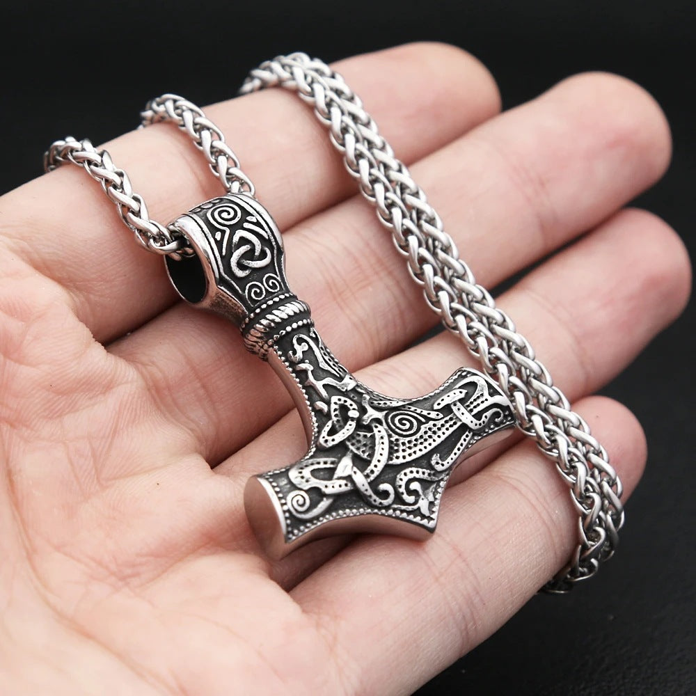 1. Planderful Thor's Hammer Necklace Titanium Steel Men