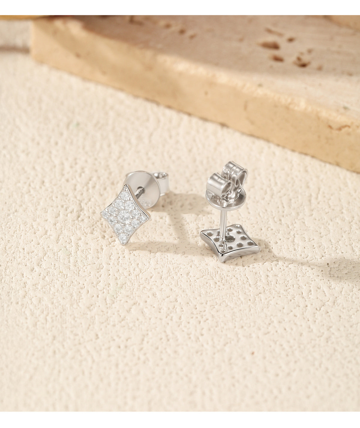 925 Sterling Silver Playing Card Moissanite Stud Earrings