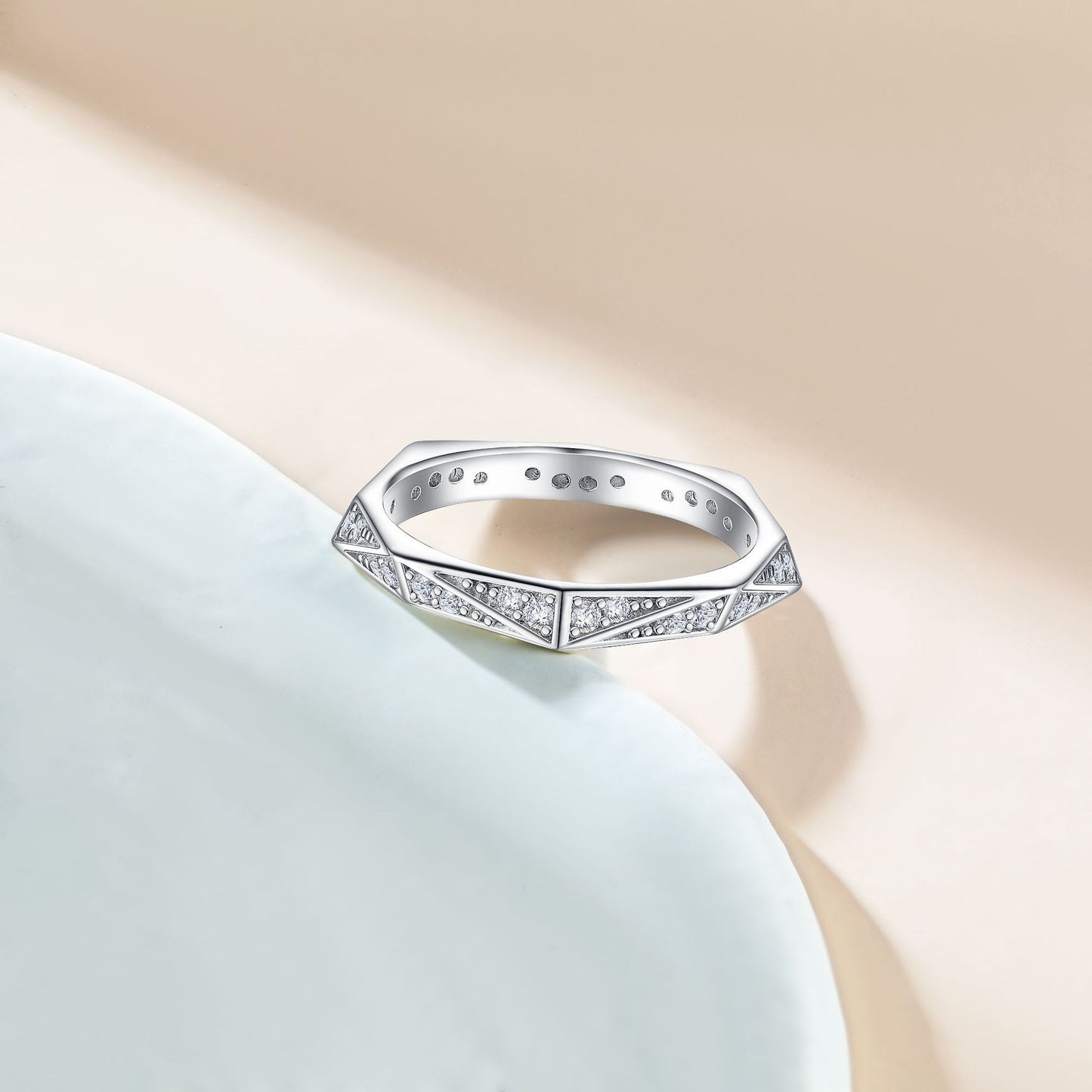 Planderful S925 Sterling Silver Zircon Ring For Women Elegant Full Zircon Row Light Luxury Jewelry