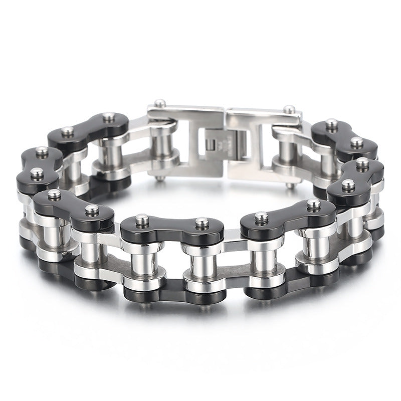 Titanium Steel Men's Bicycle Bracelet - 18mm Hip-Hop Rock Style Locomotive Chain for European and American Men