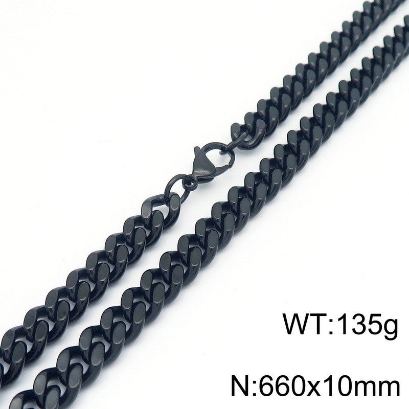 Planderful Men Stainless Steel Oxidized Button Necklace