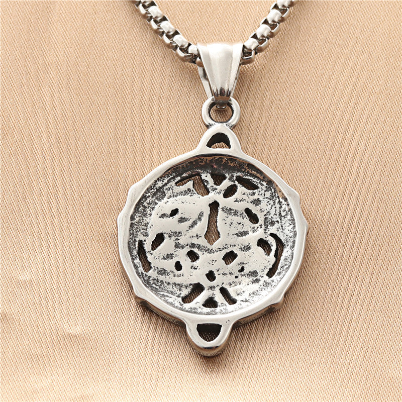 Personalized Retro Titanium Steel Double Horse Pendant Necklace for Men - Trendy Punk Animal Design