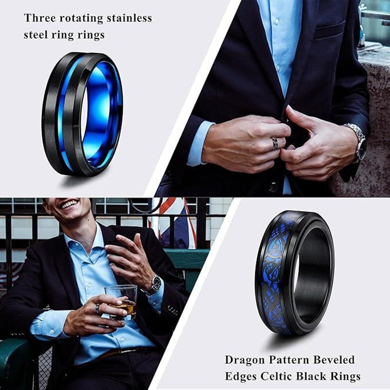 Stainless Steel Ring 8Mm Two Color Titanium Finish For Unisex Protection Statement By Planderful Everyday Genie