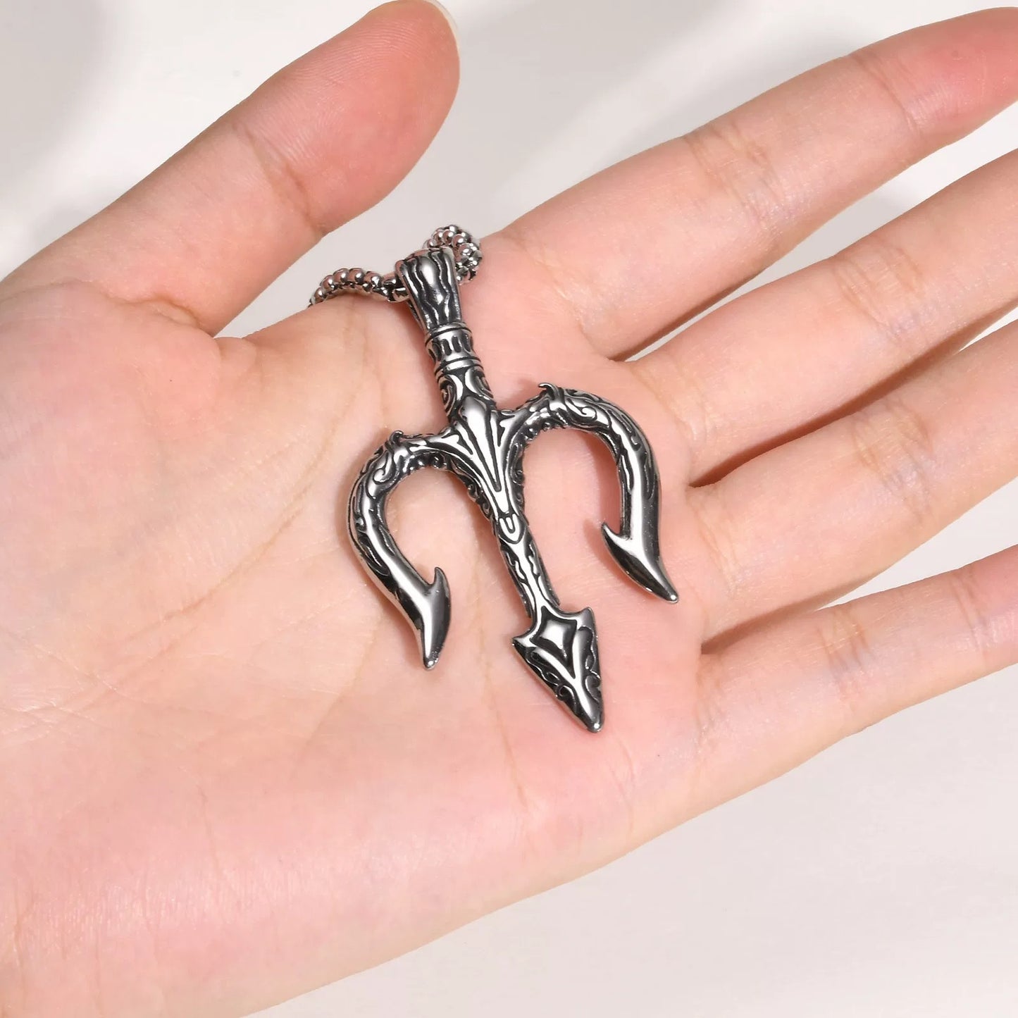 Planderful Aquaman Trident Pendant Necklace For Men Stainless Steel Custom Retro Hip Hop Style