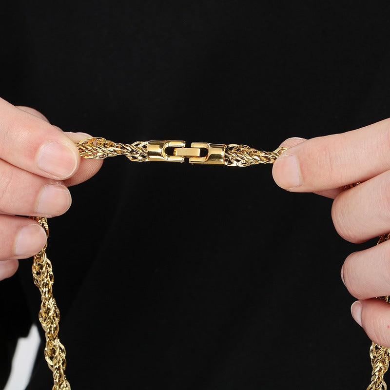 Hip-Hop Design Buckle Twist Cord Chain Men's Stainless Steel Twisted Chain Accessory For Necklace