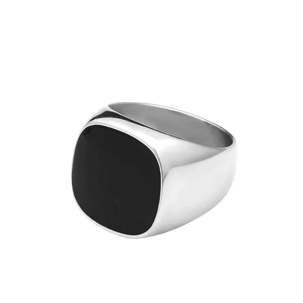 Black Square Stainless Steel Men's Ring