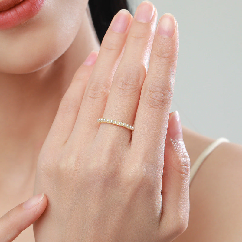 Retro Cool 925 Sterling Silver Pearl Ring for Timeless Elegance