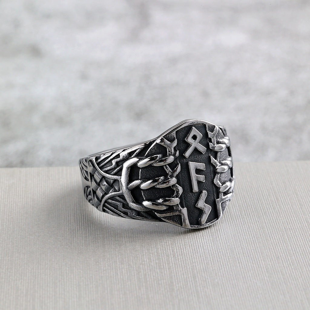 Vintage Viking Stainless Steel Men's Ring