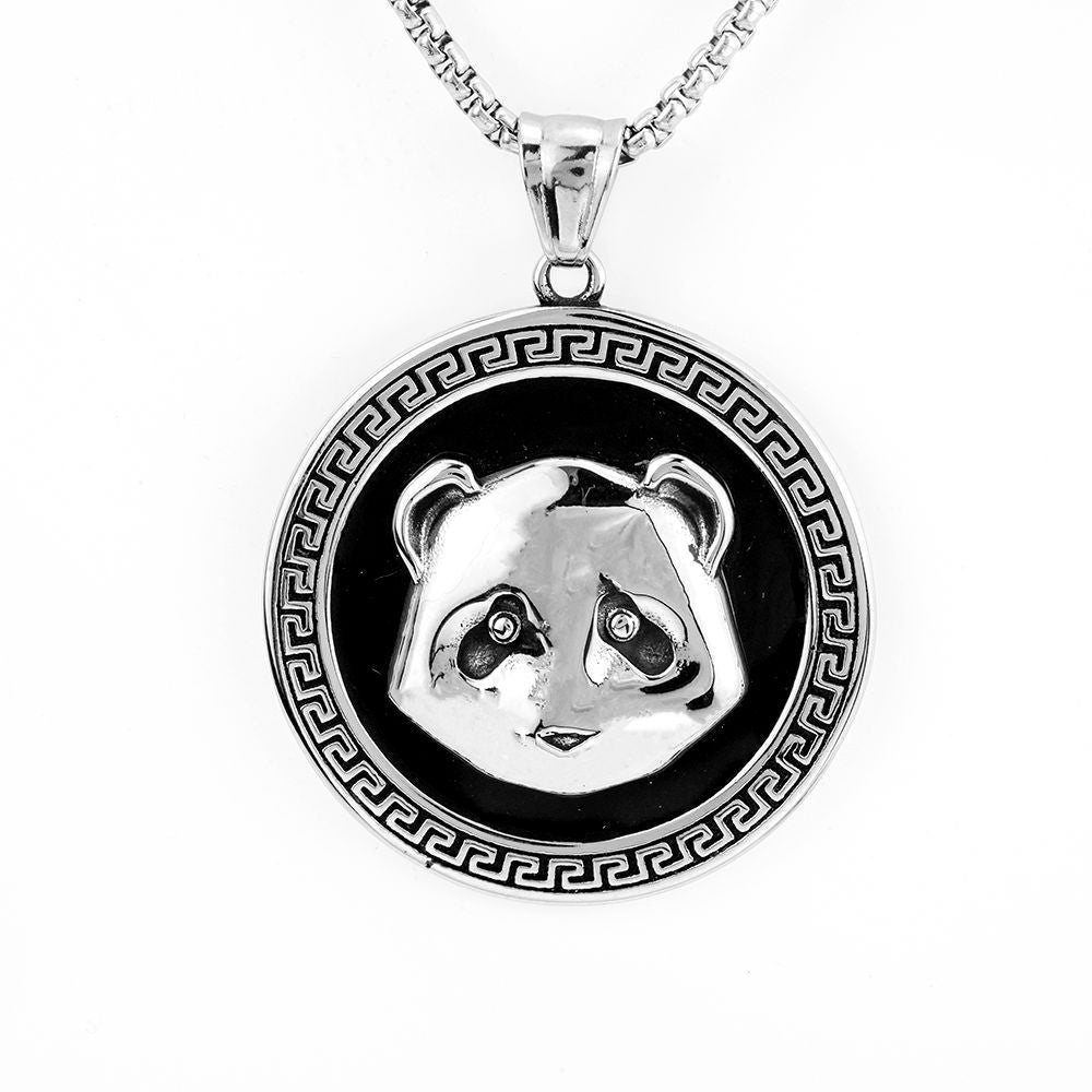 European And American Jewelry Wholesale Men's Titanium Steel Panda Pendant Necklace