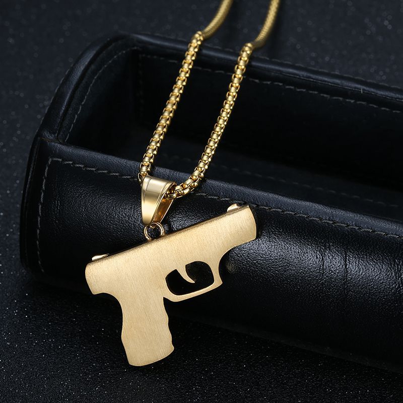 Steel Necklace - Statement Glock Pistol Pendant For Bold Urban Hip Hop Style And Everyday Streetwear