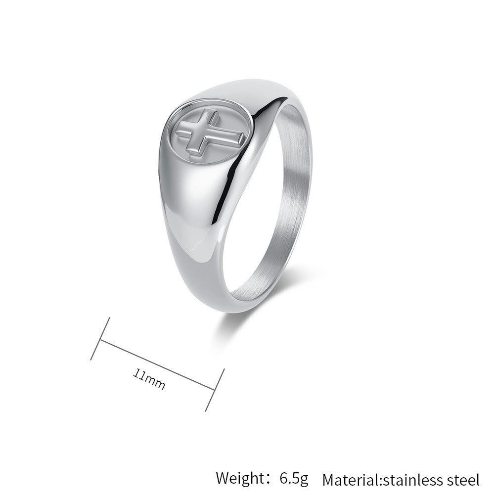 Steel Ring - Minimalist Cross Ring