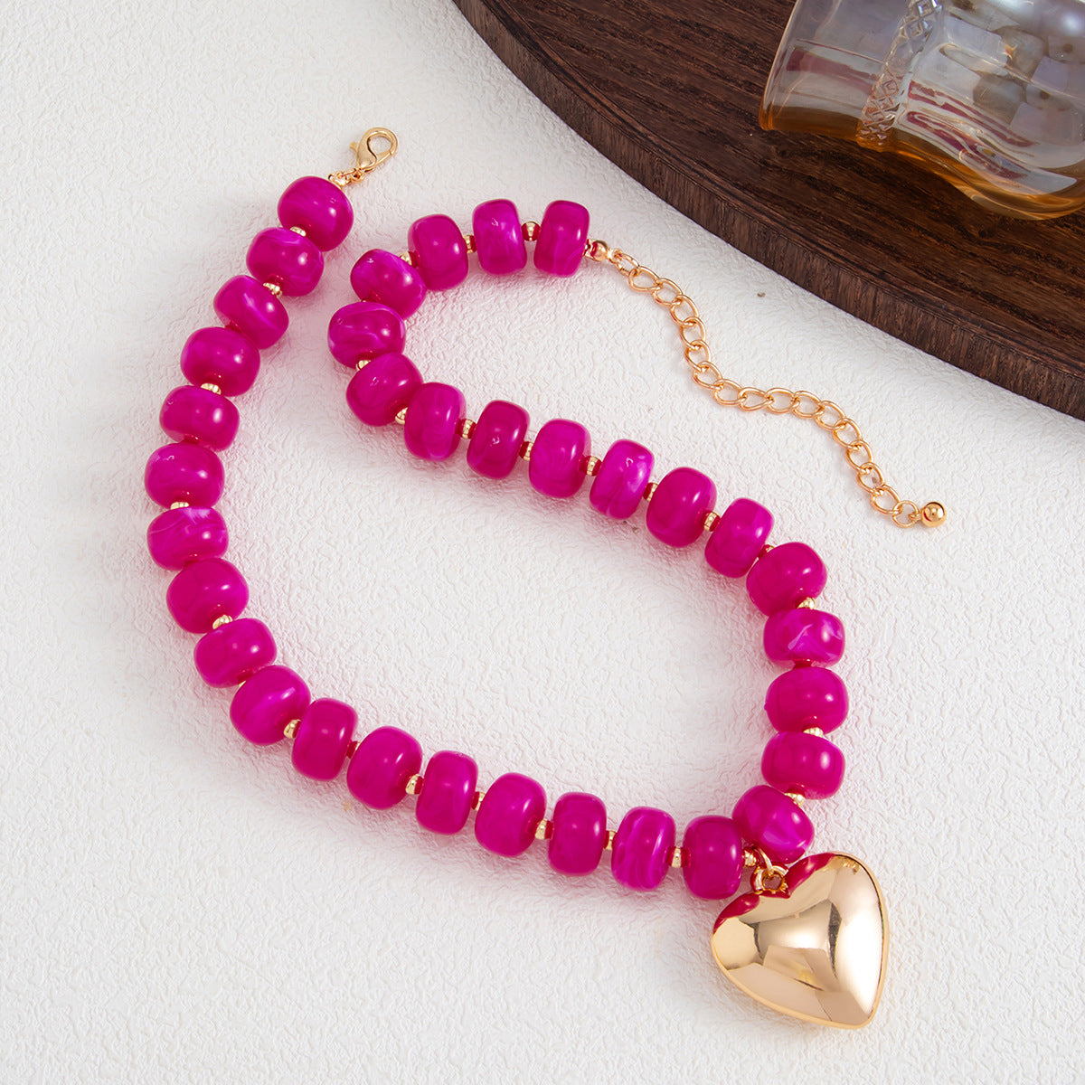 Candy-Color Heart Beaded Necklace