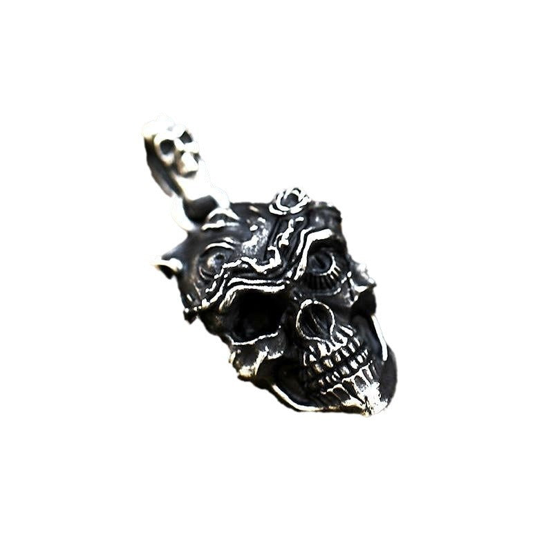 Punk-Inspired Stainless Steel Skull Pendant for Men - New European and American Titanium Steel Accessories