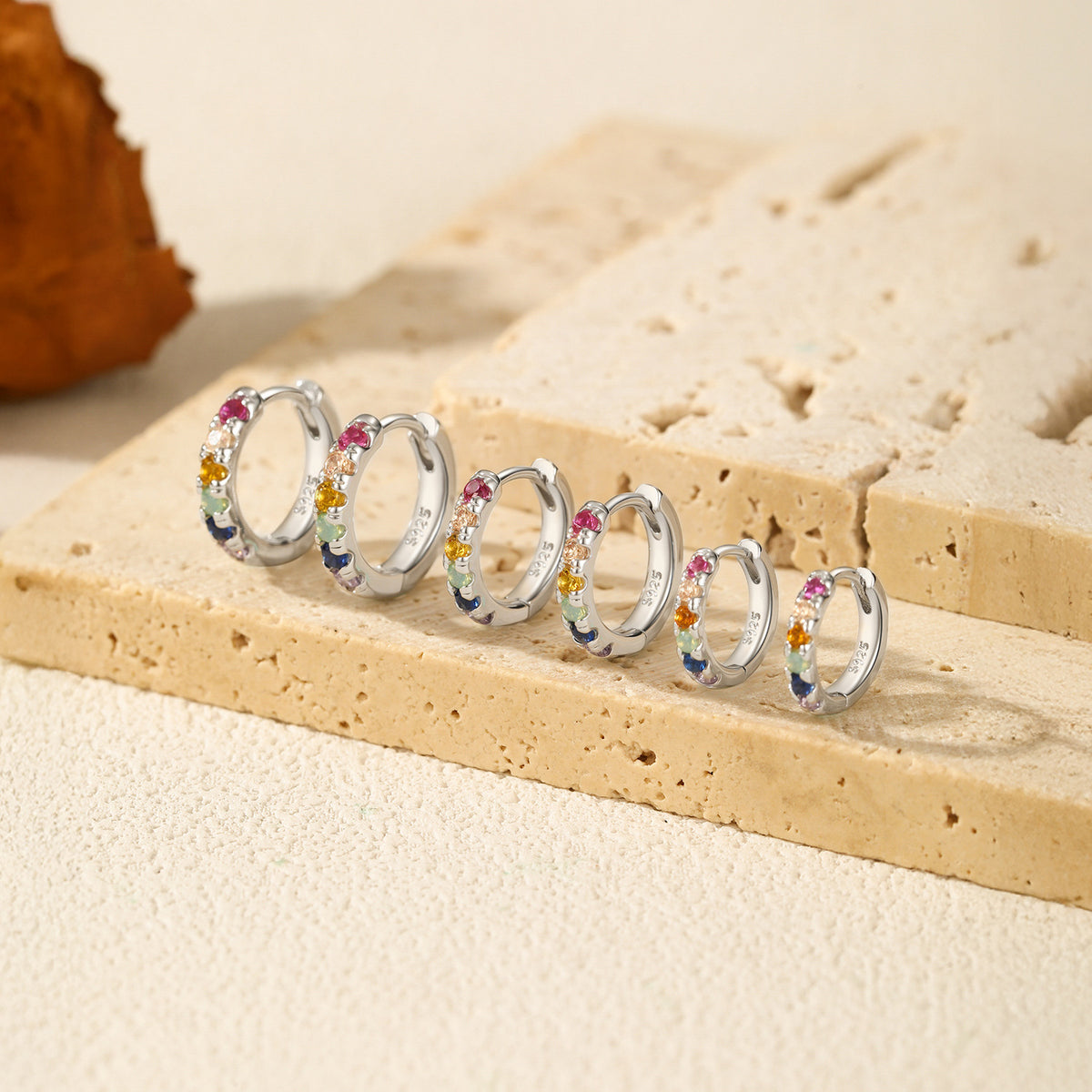 925 Sterling Silver Multicolor Zircon Earrings