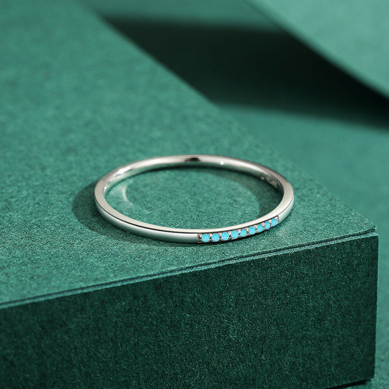 Turquoise Sterling Silver Ring for Women - Elegant and Minimalist Jewelry with Small Fresh Design