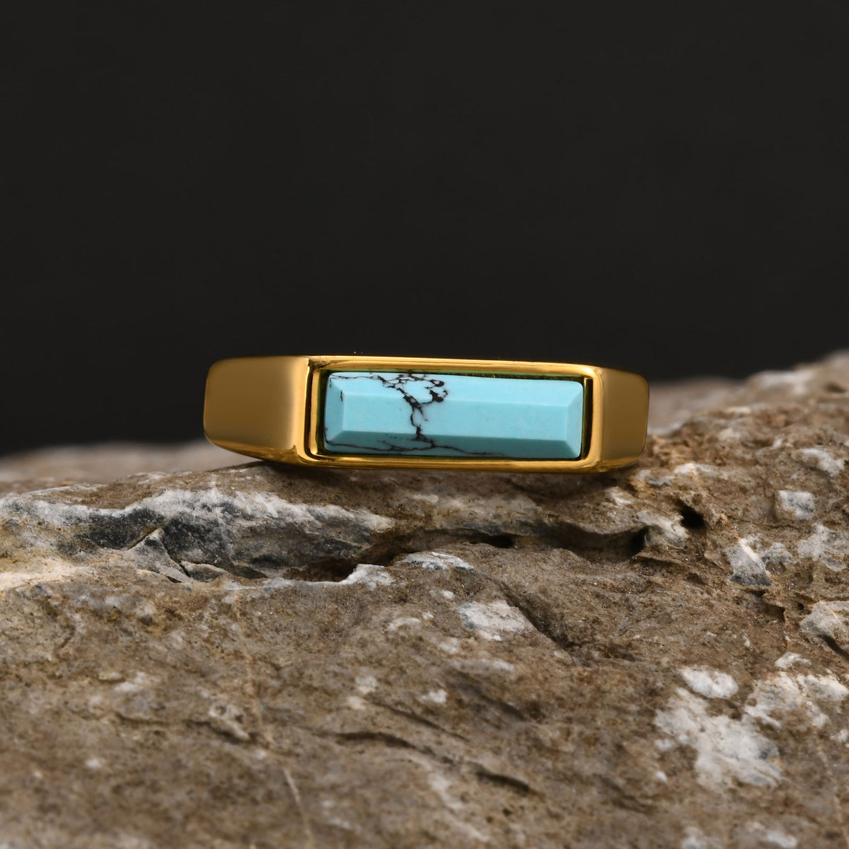 Stainless Steel Hip Hop Zircon Tiger's Eye Ring and Bracelet Men's Turquoise Wear